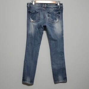 Vigoss Studio jeans women's size 7 / 8 blue The Ritz cropped skinny holes